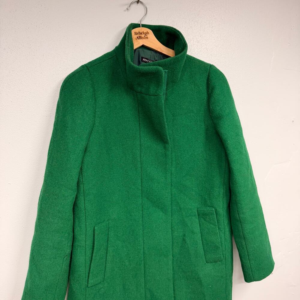 J. Crew New City Coat in Alpine Meadow Green Women's Size 2 EUC Wool Coat - Picture 6 of 11